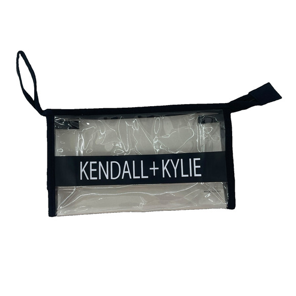 Kendall + Kylie Makeup Bag Small Clear Plastic Black Trim Cosmetic Bag New - Picture 2 of 5